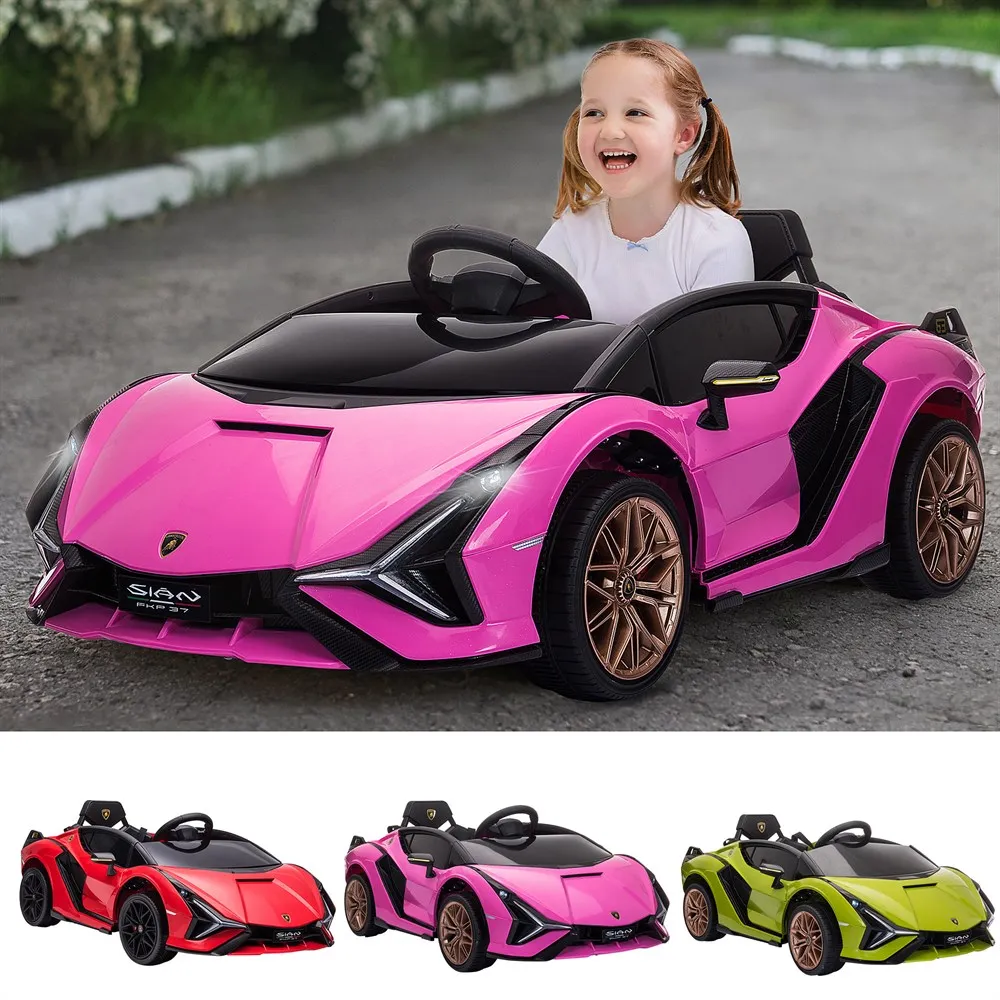 HOMCOM Coche Eléctrico Lamborghini SIAN 12V para Niños de +3 Años Mando a Distancia Apertura de Puerta Música MP3 108x62x40 cm