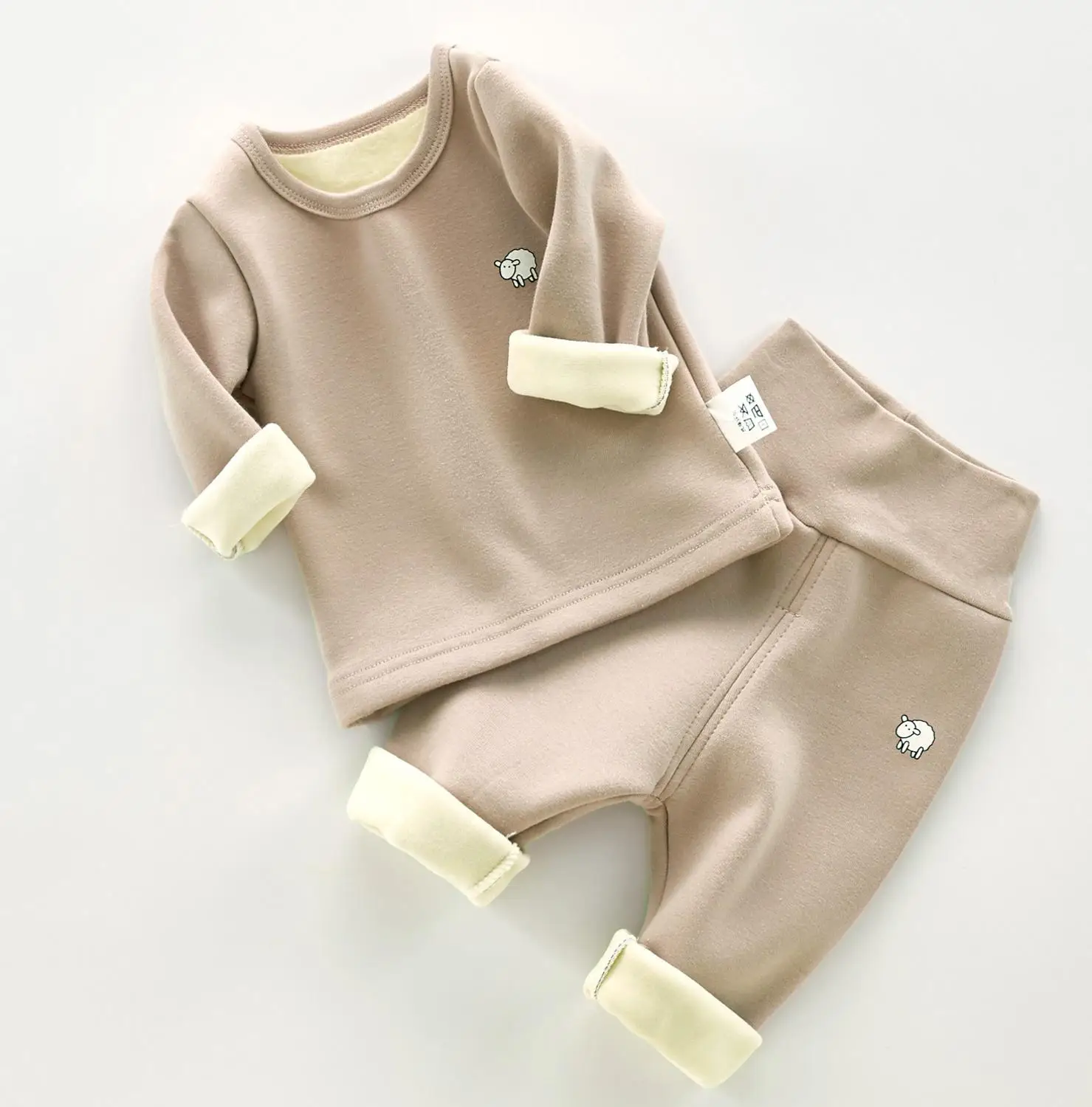 Herbst Winter Baby Bodenbildung Tops Neue Verdickte Warme Kinder T-shirt Casual Stil Jungen und Mädchen Rundhals Pullover Tops Hosen - imagen 4