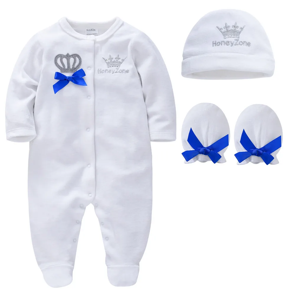Conjunto de ropa Unisex para bebé, peleles de algodón grueso con diseño de corona para recién nacido de 0 a 12 meses, 3 unidades por lote