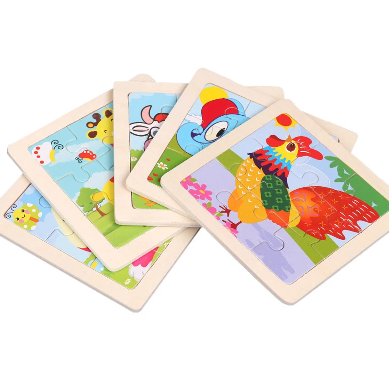 Rompecabezas de madera 11x11 cm - Tangram de animales para niños