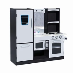 HOMCOM Cocina de Juguete Cocinita Infantil Madera Grande Juego de Imitación para Niños +3 Años con Accesorios 105x31.5x95cm