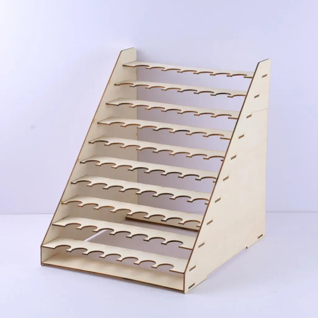 75 Holes Wood Paint Bottle Rack Organizer Brushes Tools Storage Stand Holder