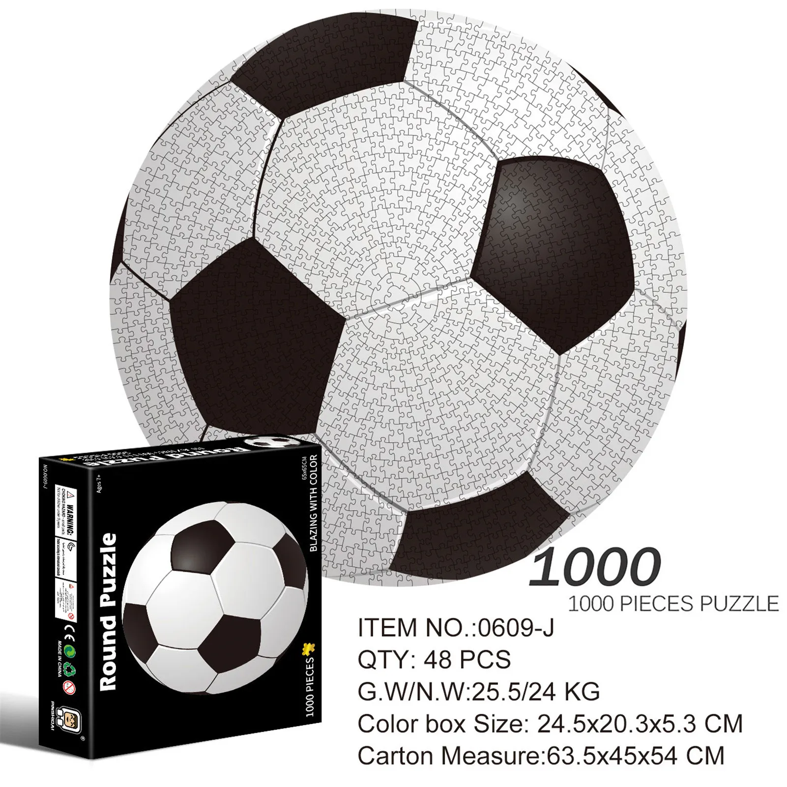 Adult 1000 Piece Football Puzzle Round 3D Puzzle Cartoon Plane Jigsaw Toy for Children