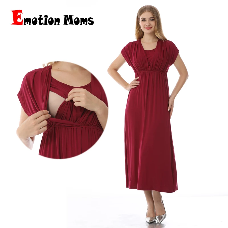 Emotion Moms vestido de lactancia para mujeres embarazadas, ropa de maternidad de moda, vestidos posparto, tela suave, Verano