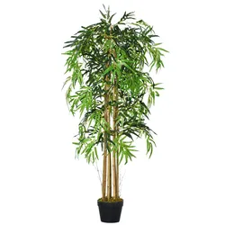 Outsunny Bambú Artificial 150cm con Maceta Árbol Planta Sintética Realista Decorativa para Casa Jardín Oficina Ø18x150 cm Verde
