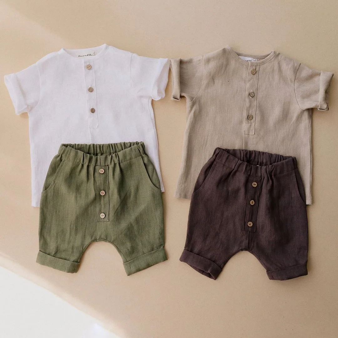 Conjunto de lino y algodón para niño – Estilo vintage - imagen 2