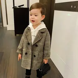 Abrigo de lana con doble botonadura y solapa para bebé - Invierno