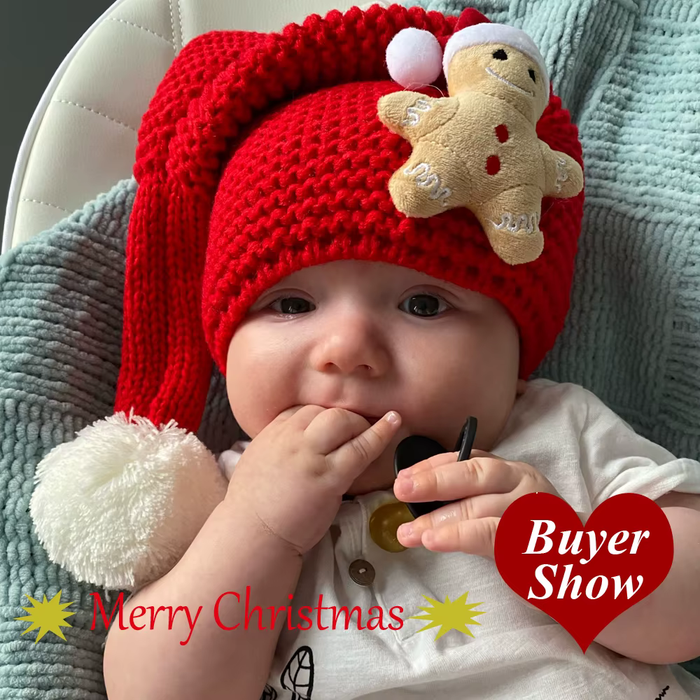 Gorro de Navidad bebé punto con dibujos alegres para niño y niña 1-4 años - imagen 3