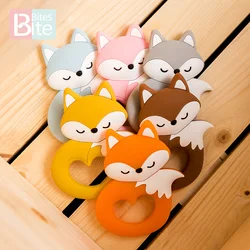 Mini chupete de silicona con forma de zorro para bebé, colgante de grado alimenticio con cuentas de silicona, mordedor de Animal roedor, juguete para niños, 1/5 unidades
