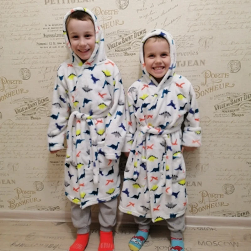 Pijama de franela con capucha para niños – Bata suave invierno - imagen 3