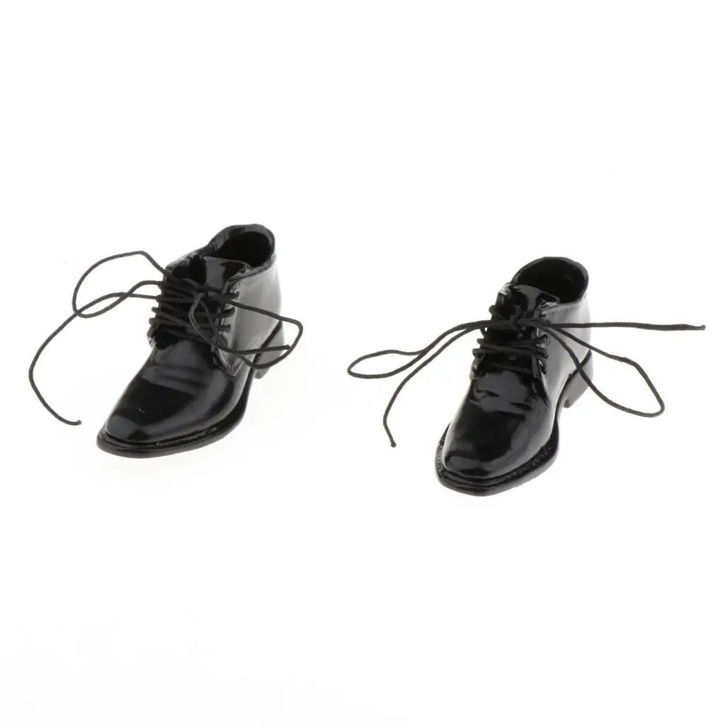 Custom 6:1 Scale Male Shoes Black Casual PU Leather Doll Garment Accessories