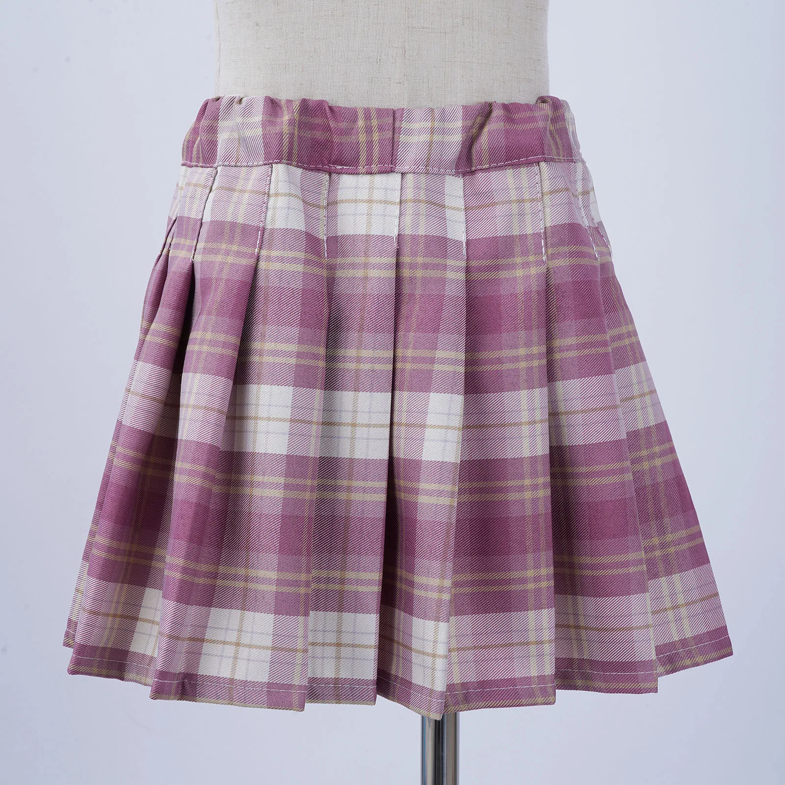 Falda de uniforme escolar para niñas, ropa informal, pantalones cortos con cintura elástica, forro antivaciado, minifalda plisada que combina con todo - imagen 3