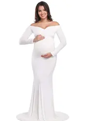 Vestido de maternidad elegante con manga larga y cuello en V para otoño