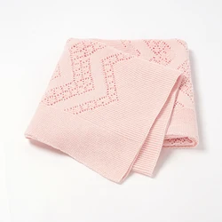Manta de punto de algodón para bebé, edredón de muselina para cochecito de recién nacido, envoltura hueca, ropa de cama para niño, colchas de cuna Súper suaves