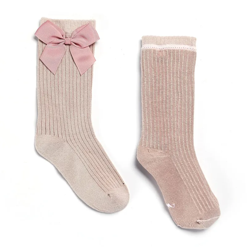 Calcetines para niñas con lazos, calcetines de algodón para niñas pequeñas, calcetines largos suaves para niños pequeños, calcetines hasta la rodilla de princesa para niñas de 0 a 8 años - imagen 4