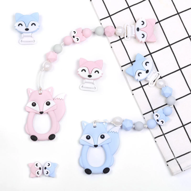 LOFCA, 5 uds., cuentas de silicona para dentición de bebé, zorro, bricolaje, juguete para roedores de silicona de calidad alimentaria, accesorios de regalo para enfermera, cuentas de silicona sin BPA - imagen 5