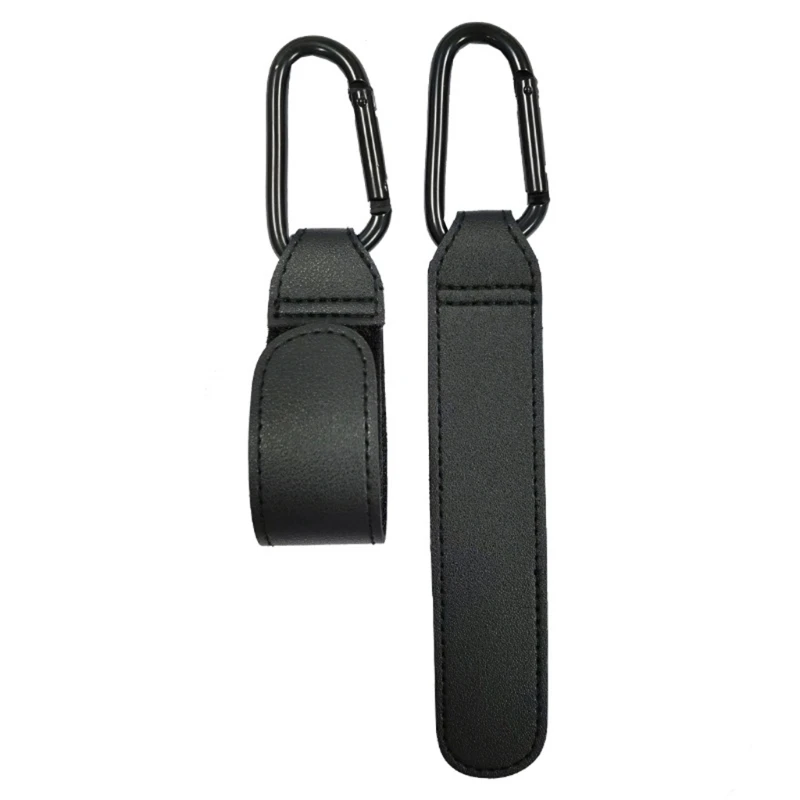 Colgador de Gancho del Cochecito de bebé portátil de cuero PU, gancho de velcro, mosquetón, organizador de carrito, Clip para accesorios de cochecito, 1/2 uds. - imagen 4