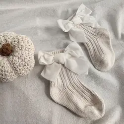 Calcetines navideños para bebé: tobilleros de punto grueso con lazo