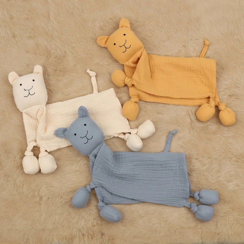 Toalla de Saliva suave para bebé recién nacido, muñeco de peluche de felpa para calmar, adorable conejito para dormir - imagen 5
