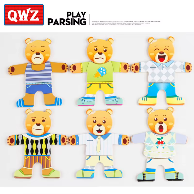 QWZ Little Bear juego de vestir madera - Juguete educativo para niños - imagen 2
