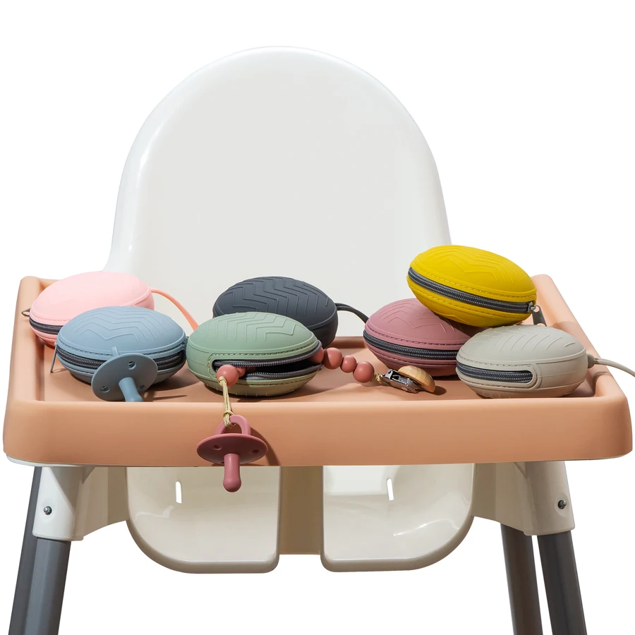 Caja de almacenamiento de silicona, bolsa de viaje para chupete de bebé, caja portátil de viaje, patrón de onda, bolsa de lápiz labial, silicona de grado alimenticio - imagen 2