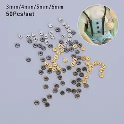 Mini botones de Metal hechos a mano para muñecas, accesorios de ropa para muñecas en miniatura, 3mm, 4mm, 5mm, 50 unidades por lote