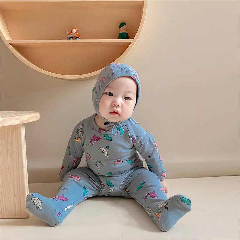 Milangel-body para bebé con estampado animal, conjunto de algodón para bebé, ropa interior con sombrero, Otoño, 2022 - imagen 2