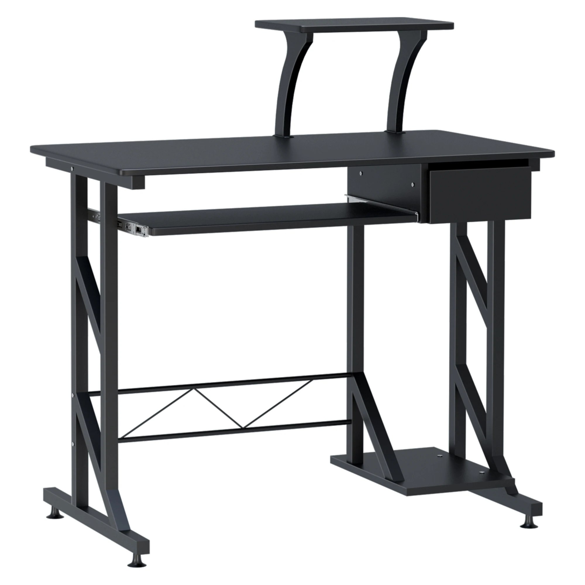 HOMCOM Mesa de Escritorio Mesa de Estudio con Bandeja de Teclado y Cajón Mesa de Ordenador para Despacho Oficina 90x50x100 cm Negro