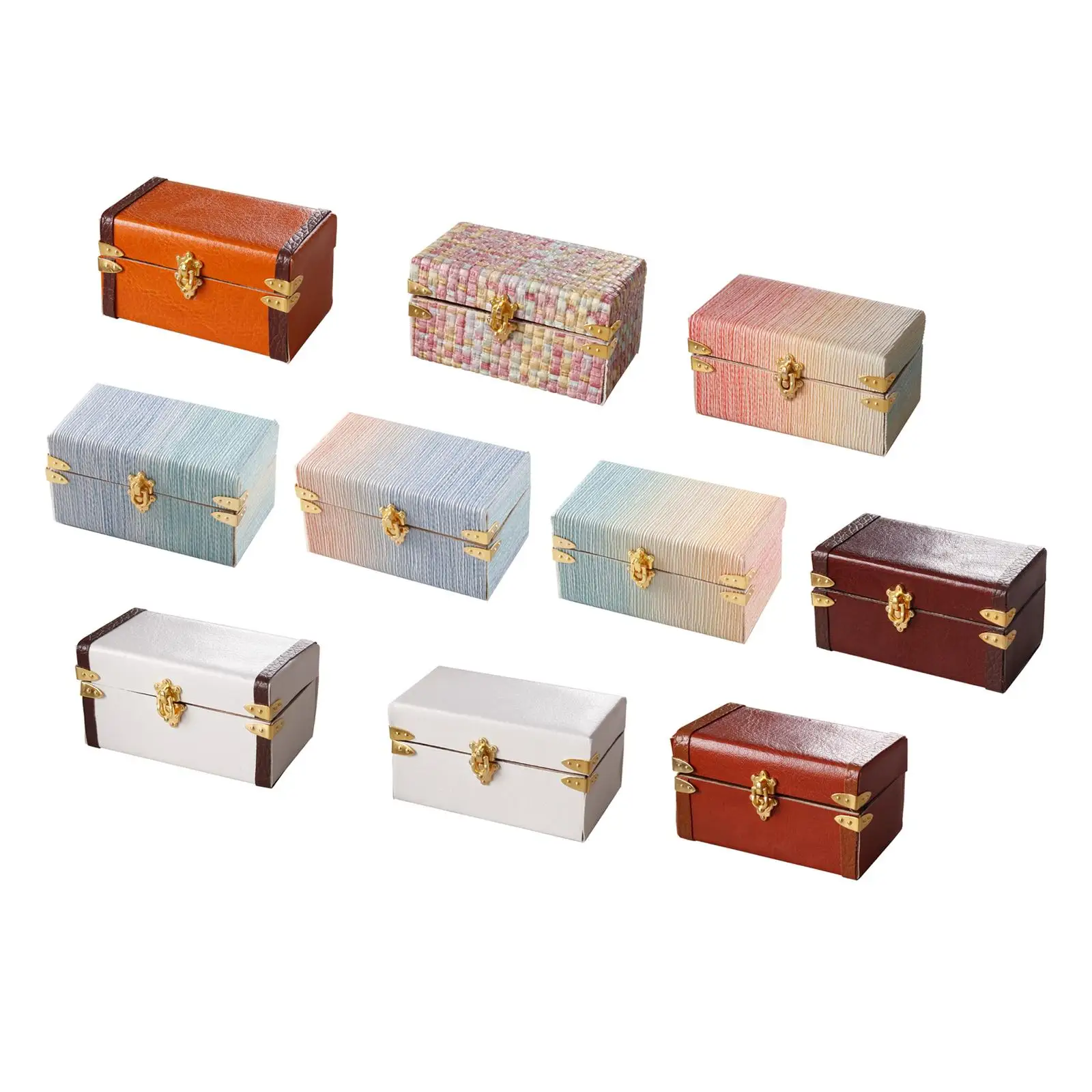 1:12 Dollhouse Miniature Suitcase Micro Landscape Scenery Supplies Pretend Play Luggage Box for Living Room Bedroom Home Decor