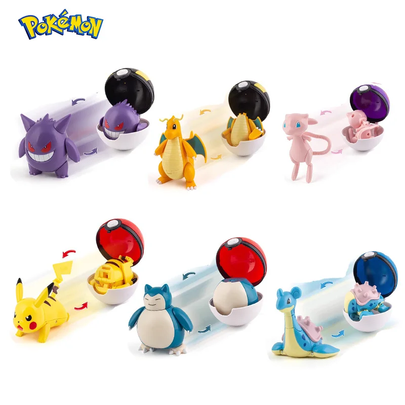 Figuras de acción de Pokémon, juguetes de Anime, Pikachu, Dragonite, Gengar, Mew, Snorlax, Gyarados, Lapras, Poke ball, Pokeball, Lunala, regalo para niños