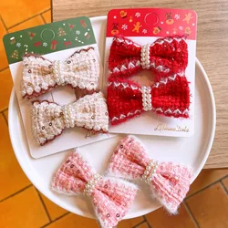 Pinzas de pelo con perlas - estilo tricot para bebé y niñas
