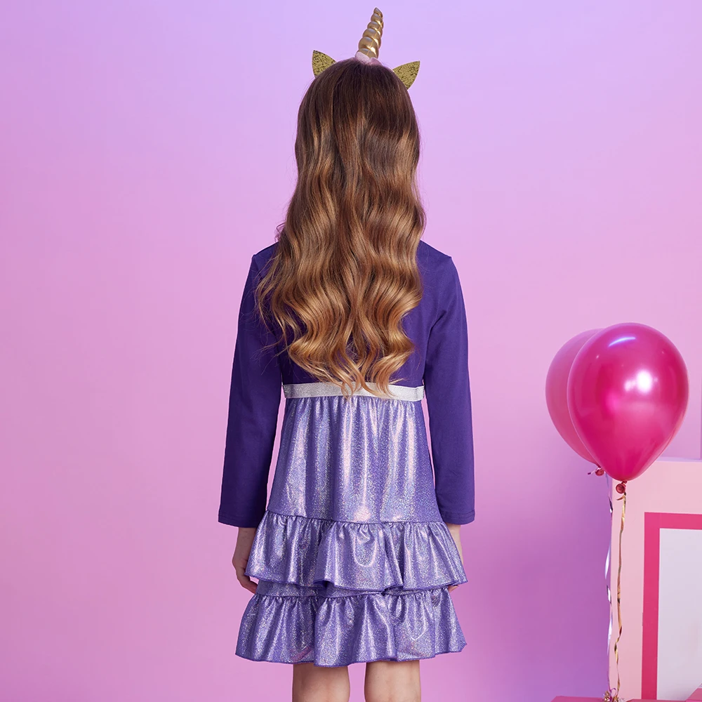 Vestido niña manga larga de algodón con estampado DXTON - imagen 2