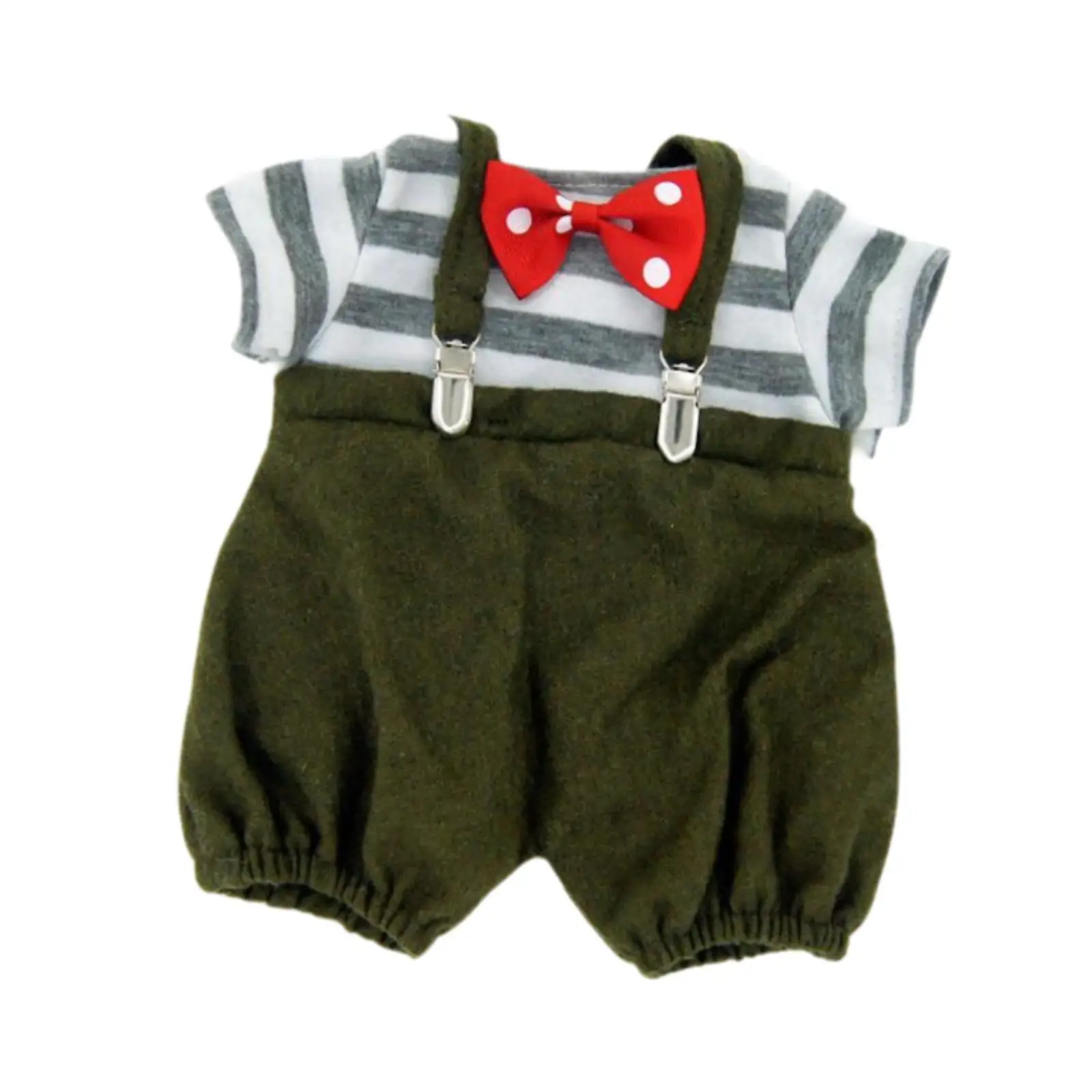 3x Fashion Dolls Suspender Pants and T Shirt Bow Tie Outfits Accessories Handmade Clothing for 38cm Dolls Children's Gifts