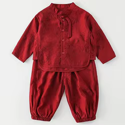 Conjunto infantil rojo para primavera y verano