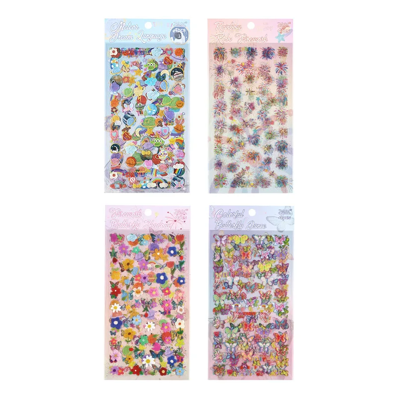 4 sheets Kawaii Cartoon Flat sticker Small label Decorative Diary Album Scrapbooking material Junk Journal Supplies - imagen 5