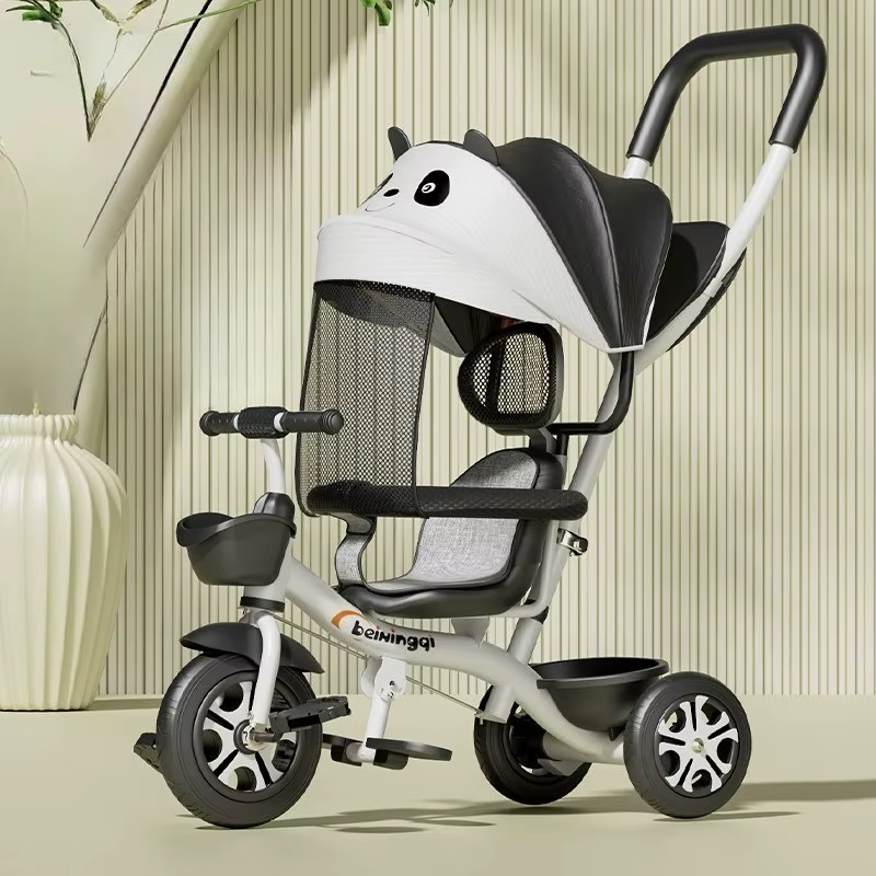 Triciclo infantil antivuelco con mango parental y ruedas anchas - imagen 4