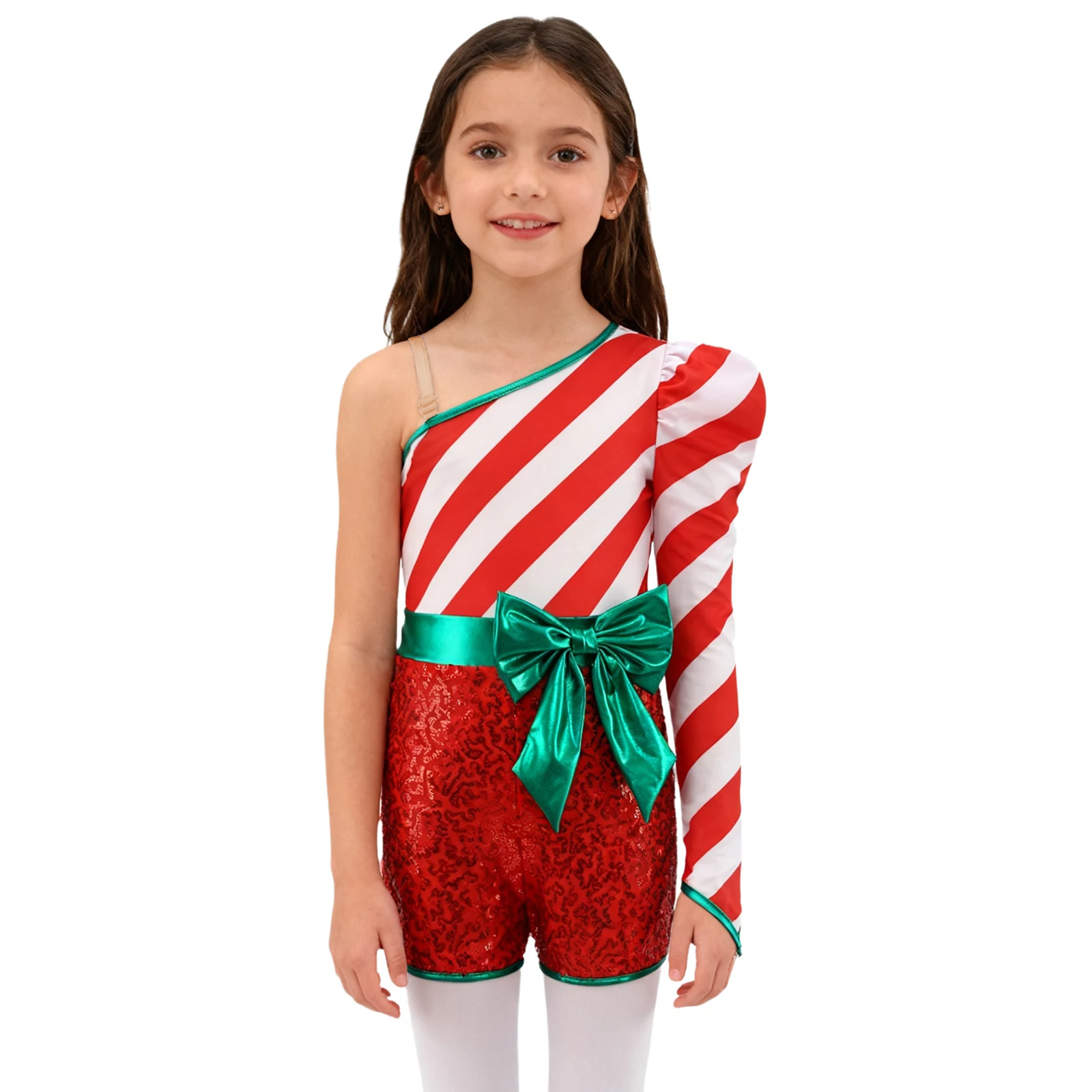 Disfraz bastón caramelo Navidad para niña – Mono con lentejuelas - imagen 2