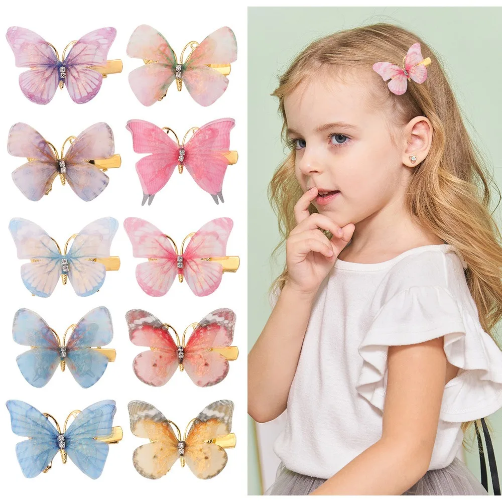 Horquillas mariposa arcoíris – Pasadores de pelo divertidos para niñas - imagen 5