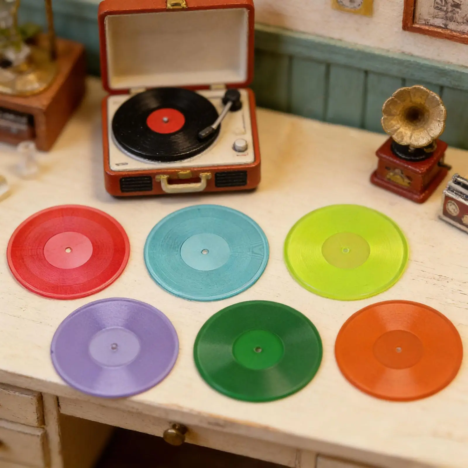 Discos de vinilo miniatura para casa de muñecas, decoración - imagen 3