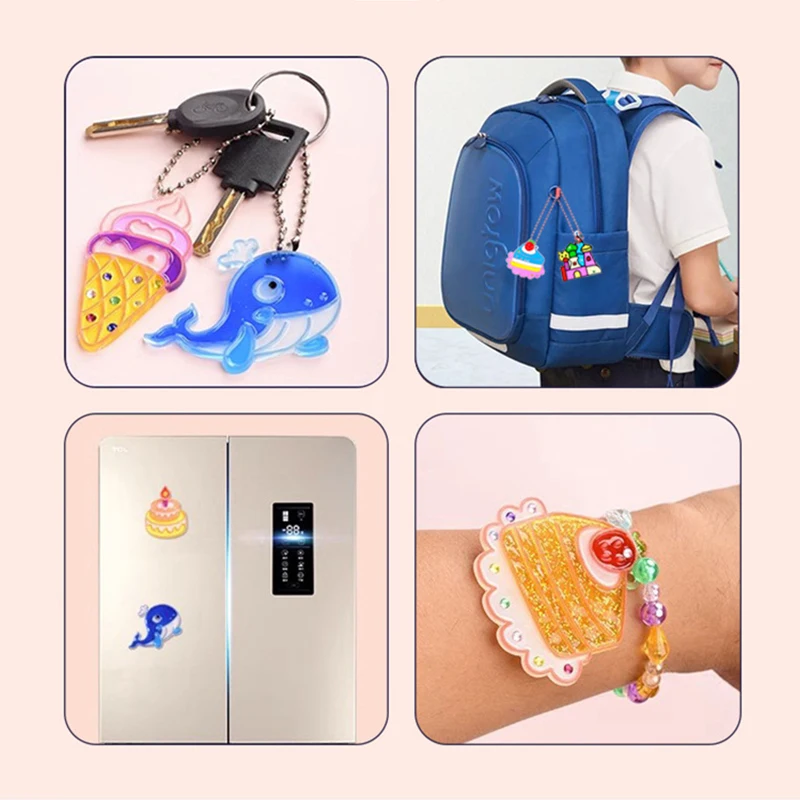 Pintura con pegamento de cristal hecha a mano para niños, juego de juguetes secos al aire, Graffiti para niña, regalo para colorear, Kits de arte educativo sin hornear, pulsera - imagen 4