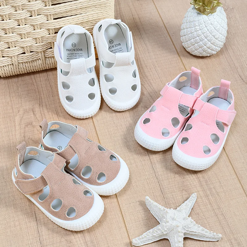 Medias sandalias para niños y niñas, zapatos deportivos informales de verano 2025, sandalias huecas de moda para niños pequeños, zapatos para niños 21-30