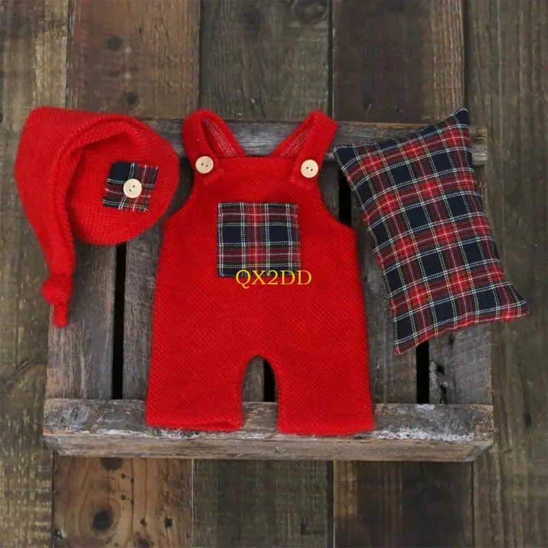 QX2D Conjunto fotografía para bebé 0 a 2 meses, mono, mono, sombrero almohada, conjunto disfraz fotografía para 3 - imagen 3