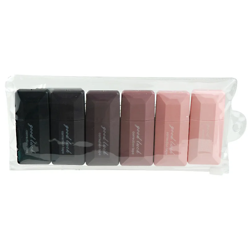 Juego de cinta de corrección de polvo negro, cinta de corrección de gradiente Simple y creativa, cinta de corrección suave y silenciosa para estudiantes, 6 piezas - imagen 5