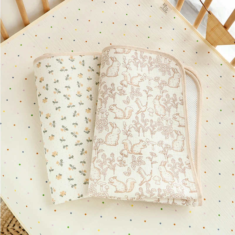 Alfombrilla para cambiar pañales de bebé de algodón, lavable, tamaño grande, fundas para cambiador de pañales, Sábana impermeable para niños, artículos de cama
