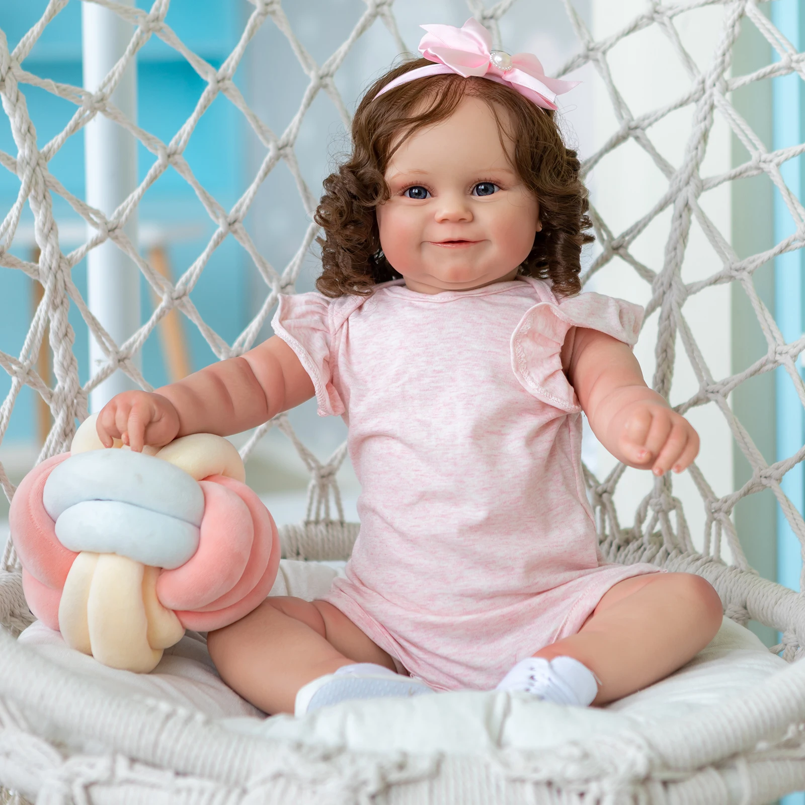 NPK muñeca reborn para niños – pelo marrón enraizado y detalle