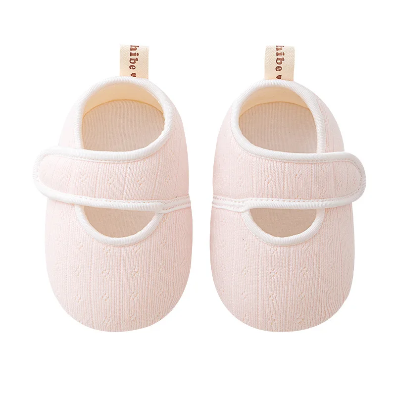 Zapatos de suelo antideslizantes para niños de 0 a 2 años, zapatos para caminar de suela blanda de algodón para bebés, bonitos zapatos de suelo de casa de Color sólido para primavera y verano - imagen 5