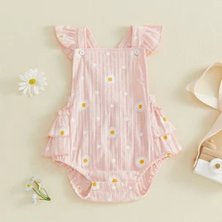 Mono de verano niña estampado margaritas manga volante cuello cuadrado