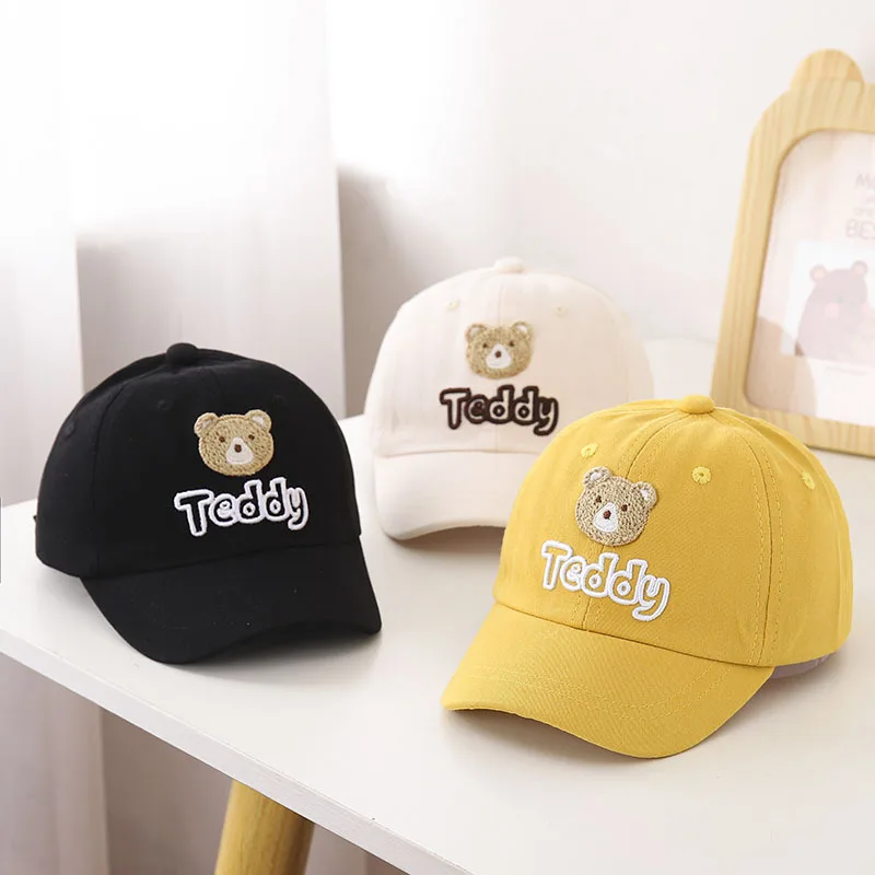 Gorra de béisbol bordada para niños y niñas, sombrero de béisbol de malla con bordado de oso, Snapback, Hip Hop, primavera y verano - imagen 3