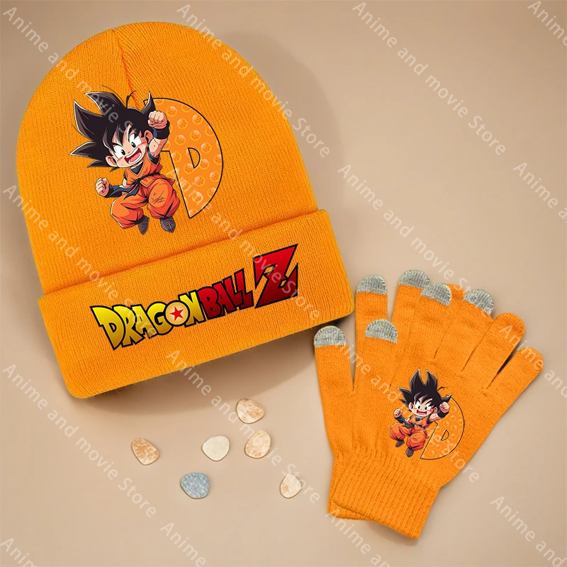 Dragon Ball Goku-gorro tejido de 56-58CM, guantes de 19CM para niños, gorro cálido con letras de dibujos animados, pantalla, regalo de cumpleaños para niños - imagen 5