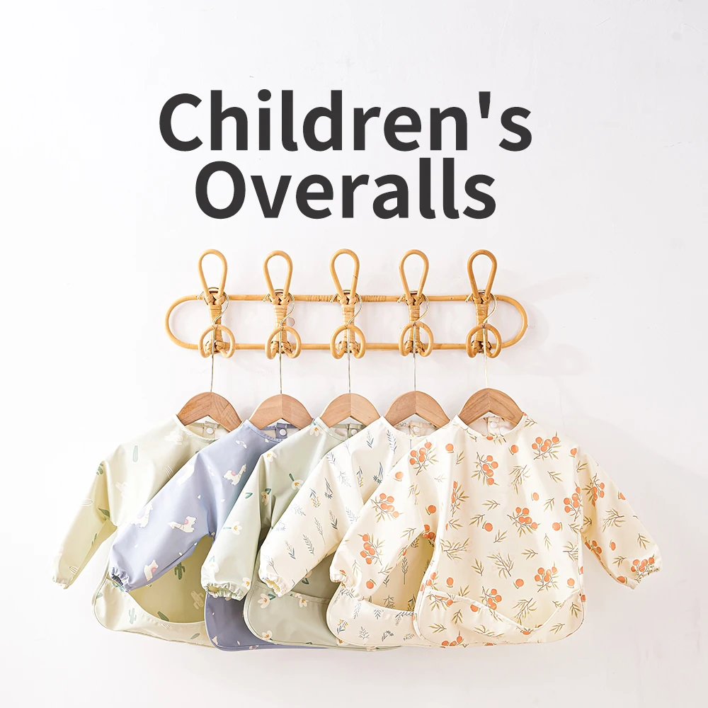 HappyFlute-mono danés de tela PU de alta calidad, nuevo estilo, bonito, impermeable, de manga larga, con broche, bolsillo grande, babero de alimentación sin suciedad - imagen 3